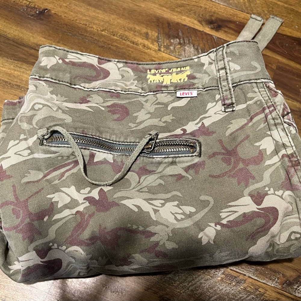 Levi's Green Camouflage Pants with purple cream Accents
